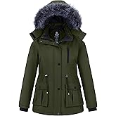 wantdo Women's Plus Size Winter Coat Waterproof Puffer Jacket Warm Thicken Parka with Removable Hood
