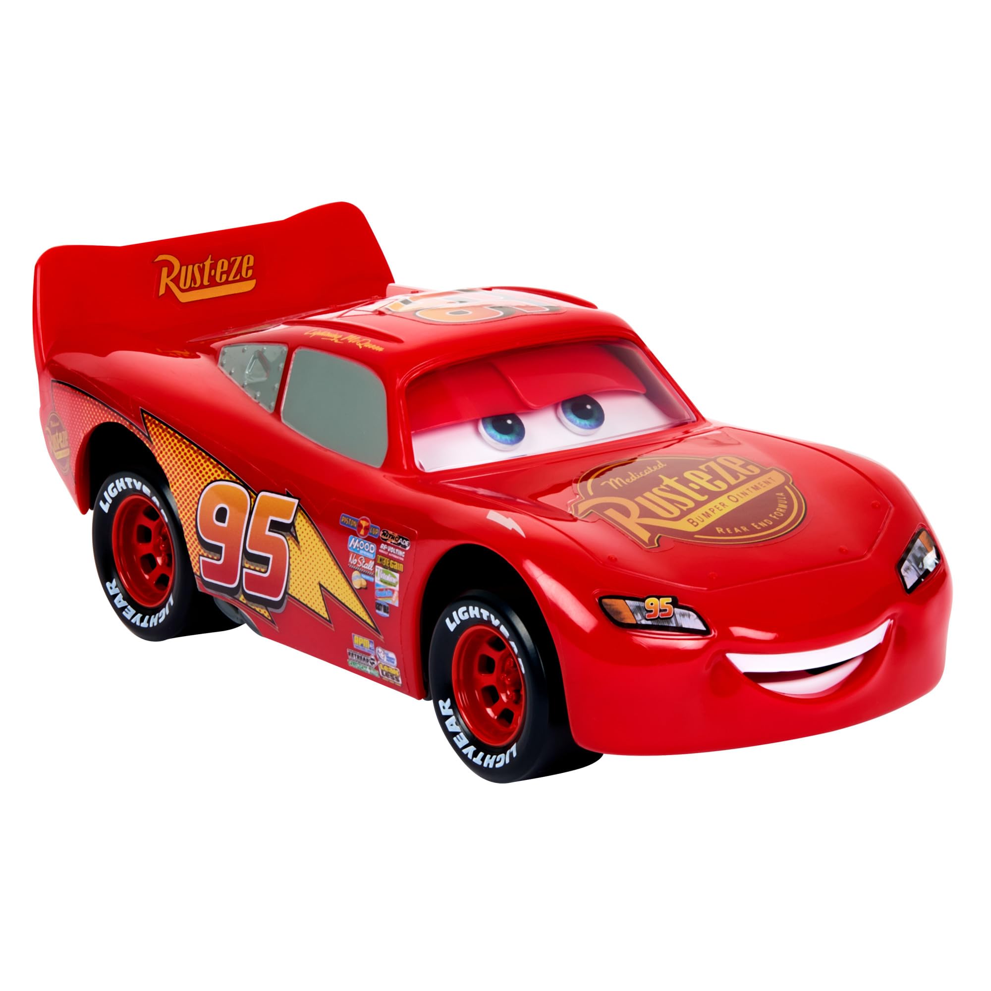 Mattel DISNEY Pixar Cars Moving Moments Lightning McQueen - Spielzeugauto mit beweglichen Gesichtsausdrücken, großes Format, für Kinder ab 4 Jahren, HPH64 4