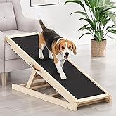 Dog Ramp for Couch, Adjustable Height Ramps for Pets to Get on Bed | Height from 18" to 23.6", with Traction Rubber Mat, Capacity 110ibs, Wooden Portable Stairs for Small Dogs