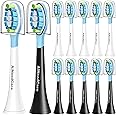 AiNeedCare Toothbrush Replacement Heads for Philips Sonicare (6 White+ 6 Black)