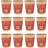 DOITOOL 50 Pcs Disposable Chinese Style Wedding Cups Paper Beverage Cups for Hot and Cold Drinks Party Supplies Home Restaurant Use