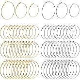 MBAIYO 60Pcs Stainless Steel Hoop Earring Findings, 3size Round Eardrop Earring Hoops Open Beading DIY Jewelry Loops 20 30 40mm for DIY Jewelry Making Crafts Silver and Gold