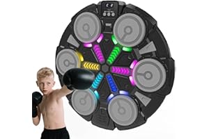 SZJJX Music Boxing Machine for Kids and Adults,Bluetooth Wall Mounted Punching Pad with Gloves,Rhythm Lights&Two-Player Battle Home Gym Equipment,Sport Toys Gifts for Men Boy Girl Teen 6,7,8,9,10+ Year Old