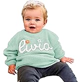 Handcrafted Baby Knit Sweater with Custom Embroidered Name or Monogram, Specialized Gift for Infant Girl, Boy, Toddler, Kid