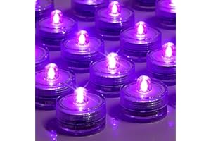 SHYMERY Submersible LED Light,Purple LED Tea Lights, Battery Operated Waterproof Tea Lights for Vase,Wedding Centerpieces, Party, Ponds, Fish Tanks, Swimming Pools(Pack of 24)