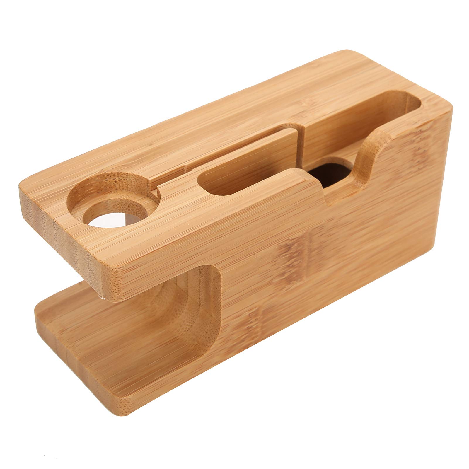 YUMILI Bamboo Charging Station for Mobile Phone Watch Stand Holder Rechargeable Portable