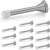 Ravinte Door Stoppers, 12 Pack Satin Nickel Spring Door Stops | Stoppers with Rubber Bumper, Bottom Door Placement, Flexible Spring Design, Helps Limit Door Swing, Simple Home Hardware
