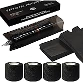 MIUXIA 204Pcs Tattoo Pen Covers &amp; Grip Wrap Tape - Black | 200 Covers &amp; 4pcs Grip Tape Tattoo Machine Parts Supplies