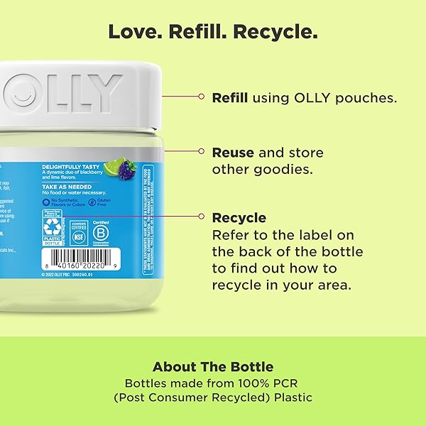 OLLY PRE-GAME ENERGIZE WORKOUT GUMMY RINGS, S7 PLANT-BASED BLEND, B VITAMINS, BERRY LIME FLAVOR – 25 COUNT