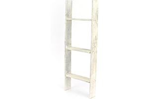 BARNWOODUSA LLC BarnwoodUSA Rustic Farmhouse Decorative Ladder - Our 3ft Ladder can be Mounted Horizontally or Vertically | Crafted from 1% Upcycled Wood | No Assembly Required |White Wash