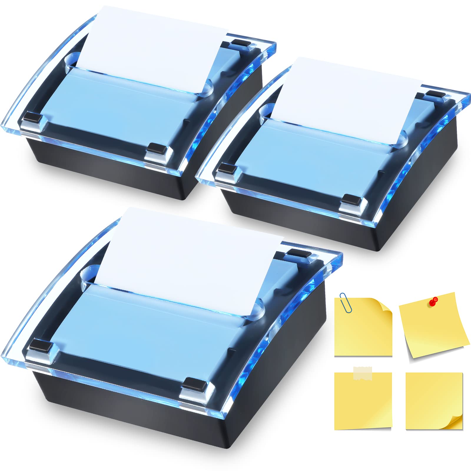 Photo 1 of Epakh Pop up Notes Dispenser Black Base Clear Top Sticky Notes Holder Acrylic Small Sticky Holders Container for 3 x 3 Inch Office Home Store Accessories(1 Piece)