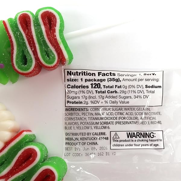 GALERIE SOUR CHRISTMAS GUMMY POPS, INDIVIDUALLY WRAPPED CANDY SKEWERS, STOCKING STUFFER GIFTS