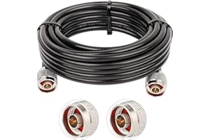 XRDS -RF 25ft KMR240 Coax Extension Cable N Male to N Male Connector (50 Ohm) Pure Copper Low Loss Coaxial Cables for 3G/4G/5G/LTE/GPS/WiFi/RF/Ham/Radio to Antenna or Phone Signal Booster Use (Not for TV)