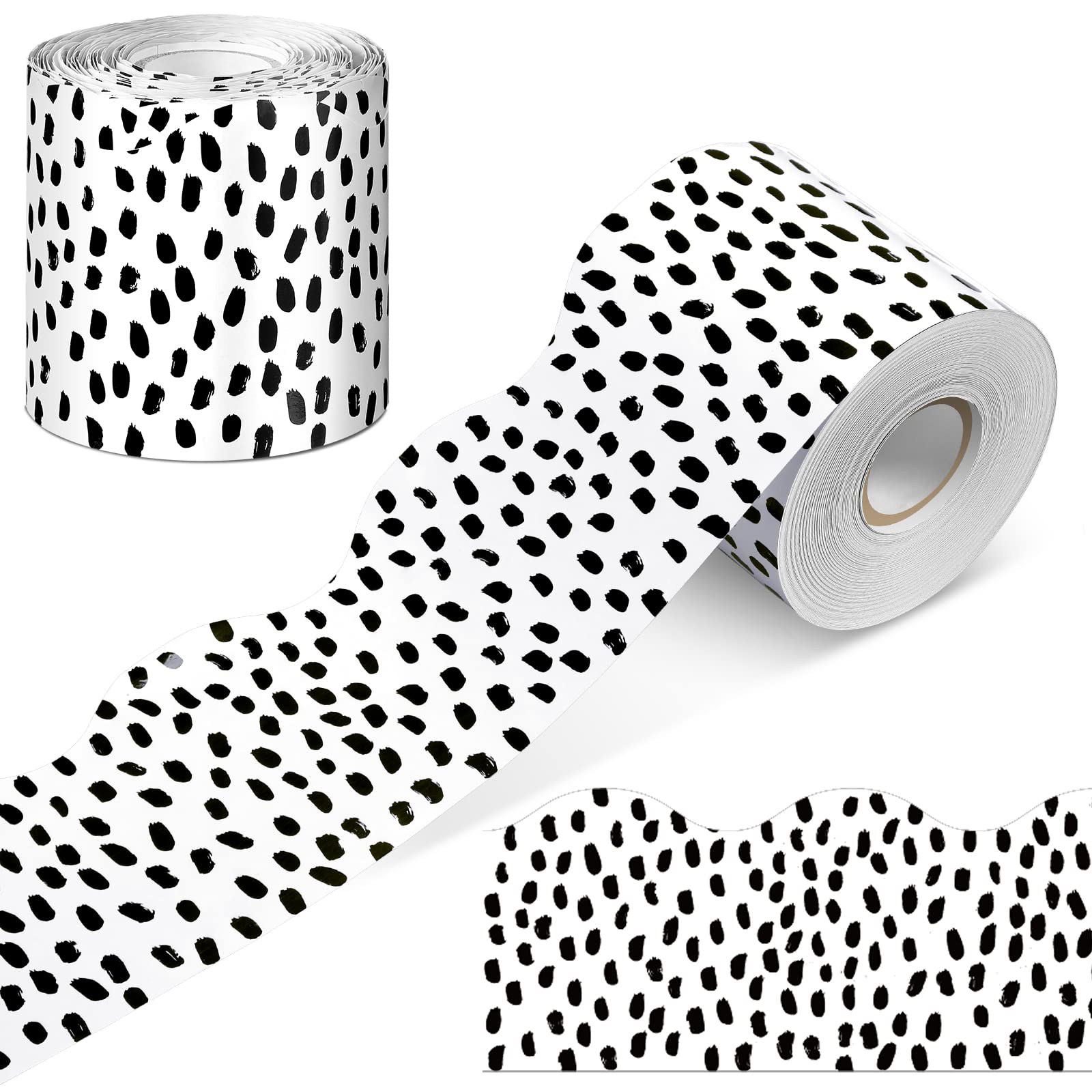 Zonon 65 Feet Bulletin Board Borders Black and White Polka Dots Striped ...