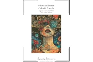 Whimsical Surreal Celestial Portrait Cross Stitch Pattern: Regular and Large Print Cross Stitch Pattern