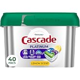Cascade Platinum Dishwasher Pods, Dishwasher Detergent, Dish Detergent Soap, Lemon, 40 Count