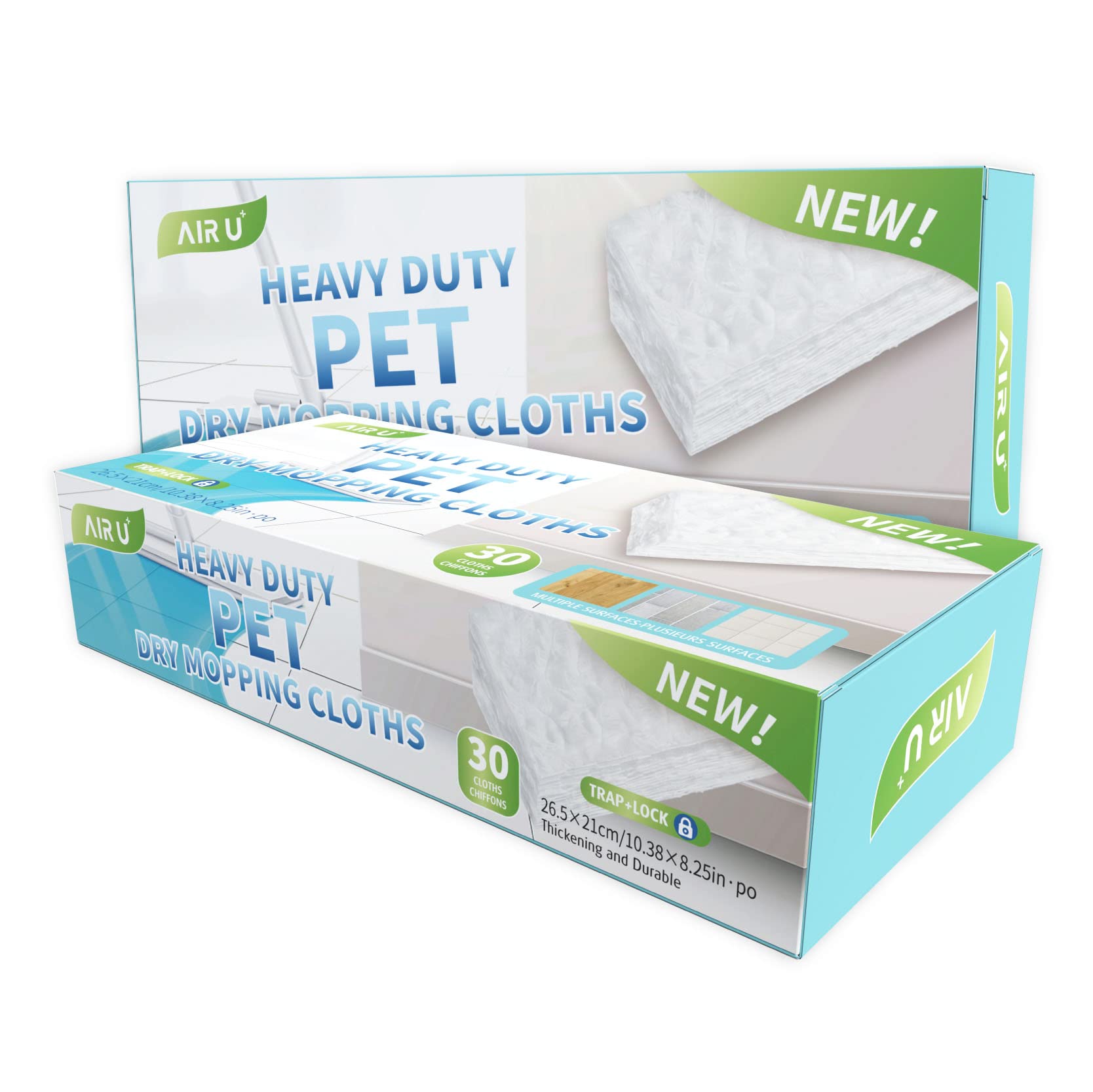 Photo 1 of AIR U+ Upgraded Heavy Duty Pet Dry Sweeper Pads for Swiffer Dry Sweeping Cloths Refills, 60 Count