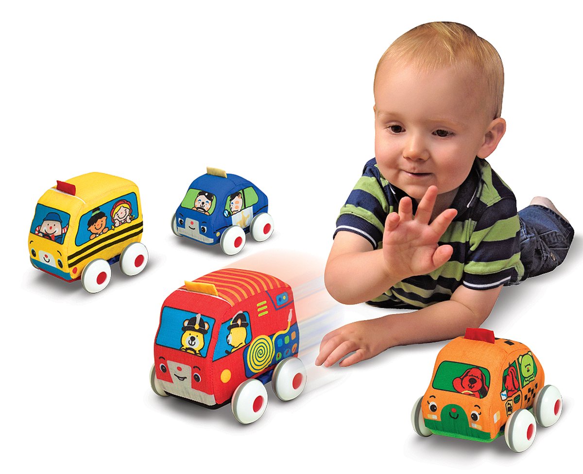 Melissa & Doug PullBack Vehicles, Soft Baby and Toddler Toy Set (4