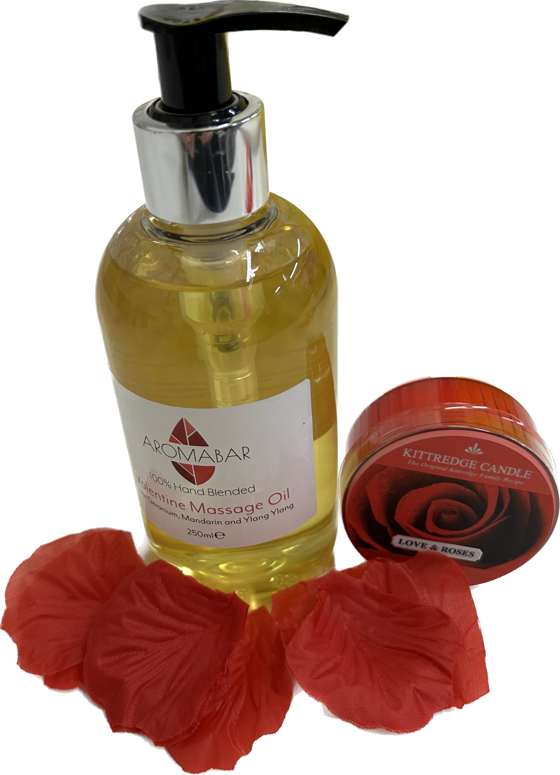 Valentine Massage Oil 250ml with Pump Dispenser (Rose Geranium, Ylang Ylang and Mandarin) Romantic Gift