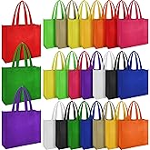 Boao 24 Pack Reusable Non Woven Gift Bag with Handles Multi Color Large Foldable Strong Fabric Cloth Washable Grocery Tote Bags for Gifts Birthdays Party Grocery Shopping Stores