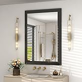 SMIROR Matte Black Bathroom Mirror for Over Sink 24x 36 inch, Metal Thick Frame Rectangle Vanity Mirror for Wall, Anti-Rust, 