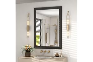 SMIROR Matte Black Bathroom Mirror for Over Sink 24x 36 inch, Metal Thick Frame Rectangle Vanity Mirror for Wall, Anti-Rust, Horizontally or Vertically Mounted