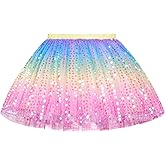 KEREDA Toddler Girls Layered Tutu Skirt Sparkling Sequin Tulle Dance Skirts