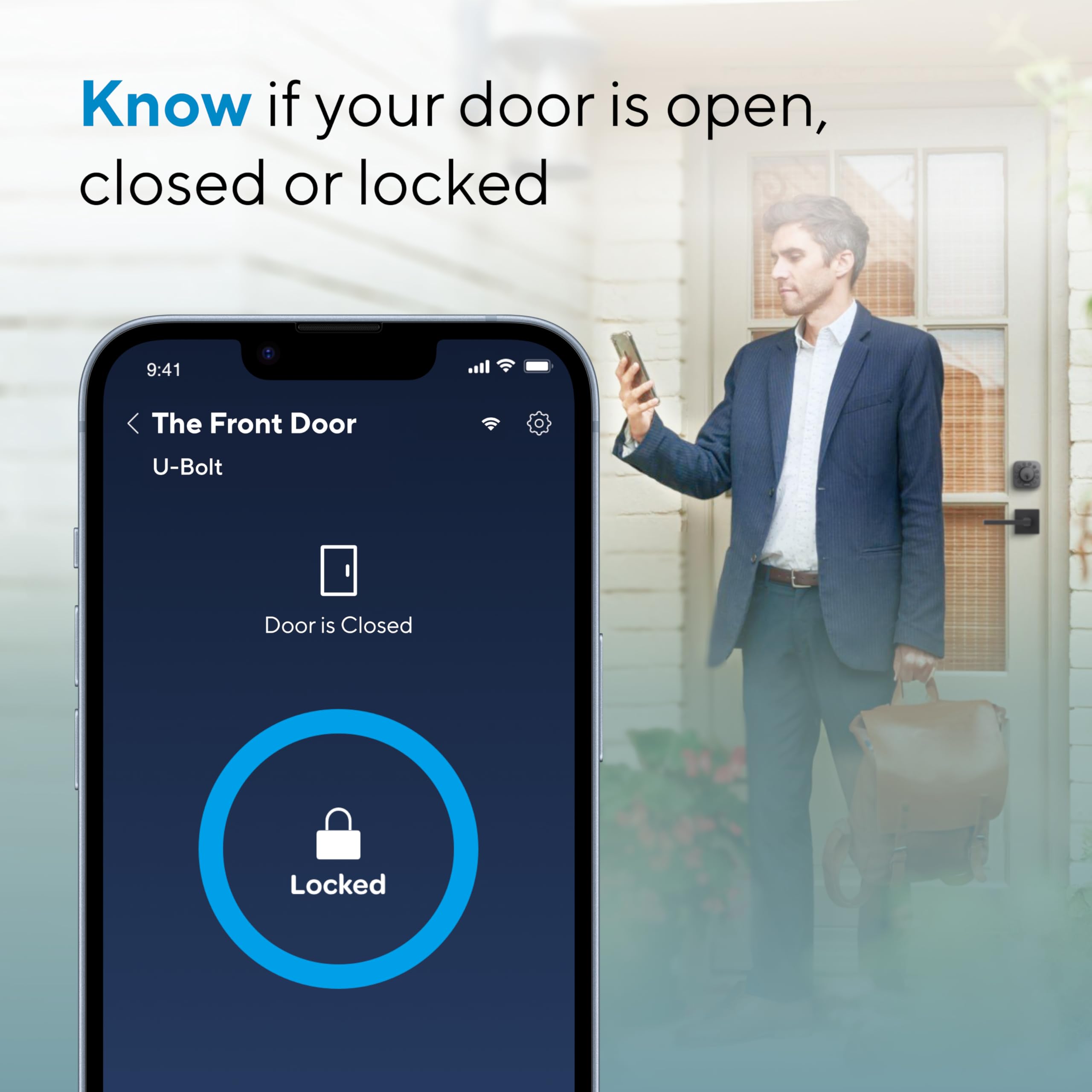 ULTRALOQ U-Bolt WiFi Smart Lock with Door Sensor, 5-in-1 Keyless Entry Door Lock with WiFi, Bluetooth, App Remote Control, Keypad, Auto Unlock, Smart Deadbolt for Front Door, IP65, 8 Months Battery