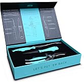 Toadfish Seafood Tool Set, Crab Cracker, Shrimp Deveiner, Oyster Knife | Stainless steel 3 piece kitchen set, crab claw cutter, shrimp peeler &amp; deveiner, bent-tip oyster knife, boxed set