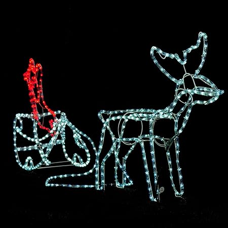 4 Pack Homcom Christmas Santa S Reindeer Sleigh Led Outdoor