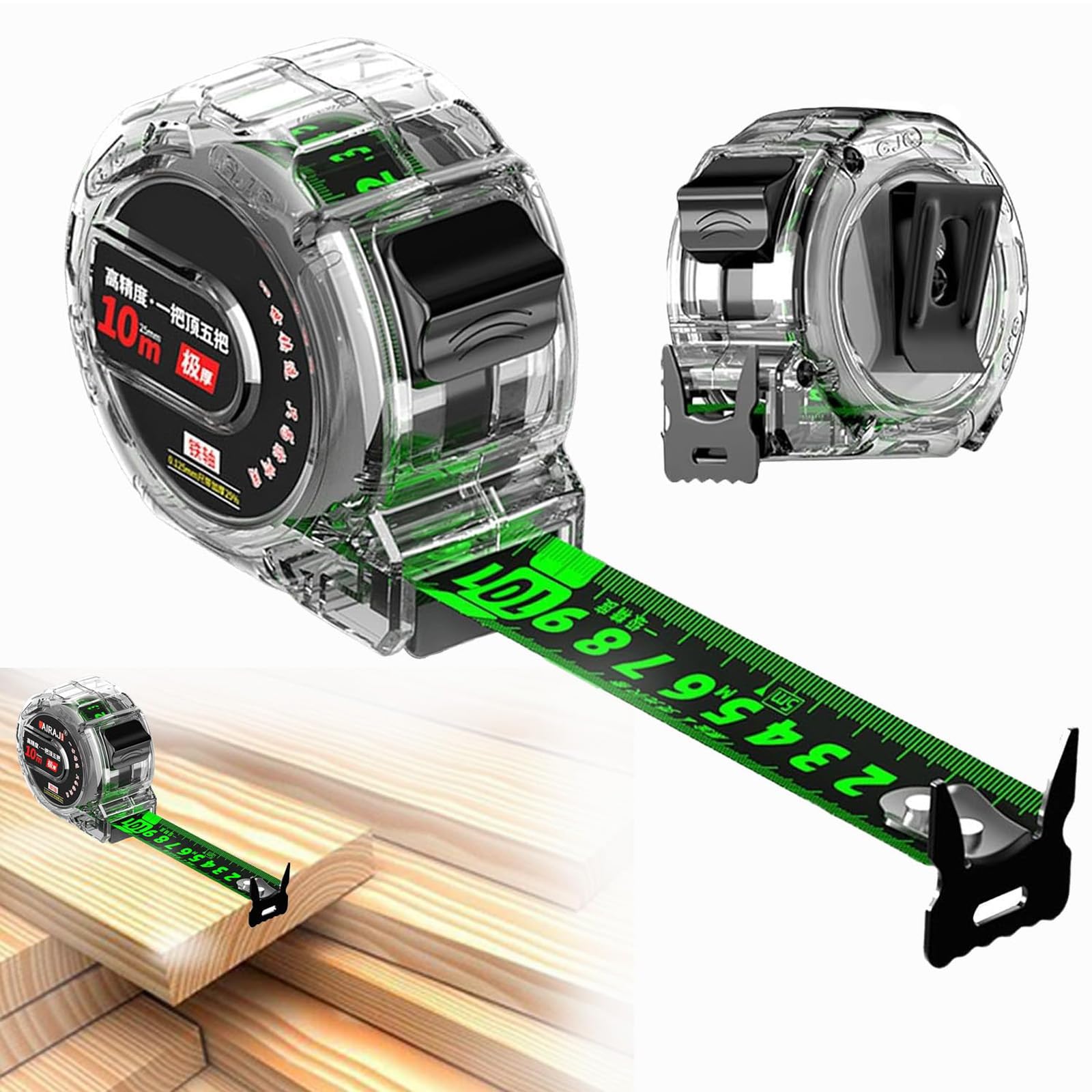 Stainless Steel Tape Measure with Fluorescent 10M*25MM Waterproof Tape Measure, Thicken Ruler Tape with Rust and Corrosion Resistant Stainless Steel for Industrial and Home
