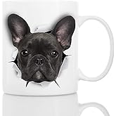 Black French Bulldog Mug - Ceramic Funny Coffee Mug - Perfect French Bulldog Gifts - Cute Novelty Coffee Mug Present - Great Birthday or Christmas Surprise for Friend or Coworker, Men and Women (11oz)