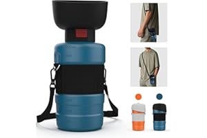 PETDOTT Portable Dog Water Bottle with Long Strap, 28oz Dog Travel Water Bottle -Leak Proof Pet Collapsible Water Bowl Dispenser for Outdoor Puppy Walking,Hiking, Foldable Dog Travel Accessories BPA Free