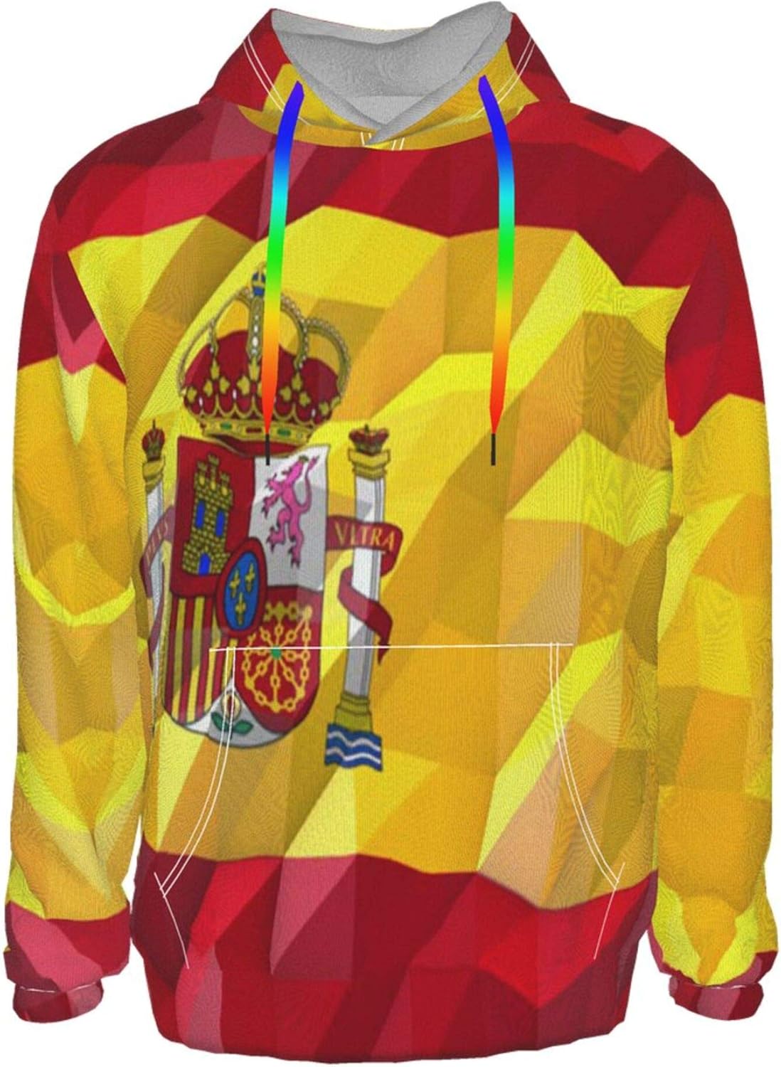 Polygonal Spanish Flag Men'S Hoodie 3d Print Pullover