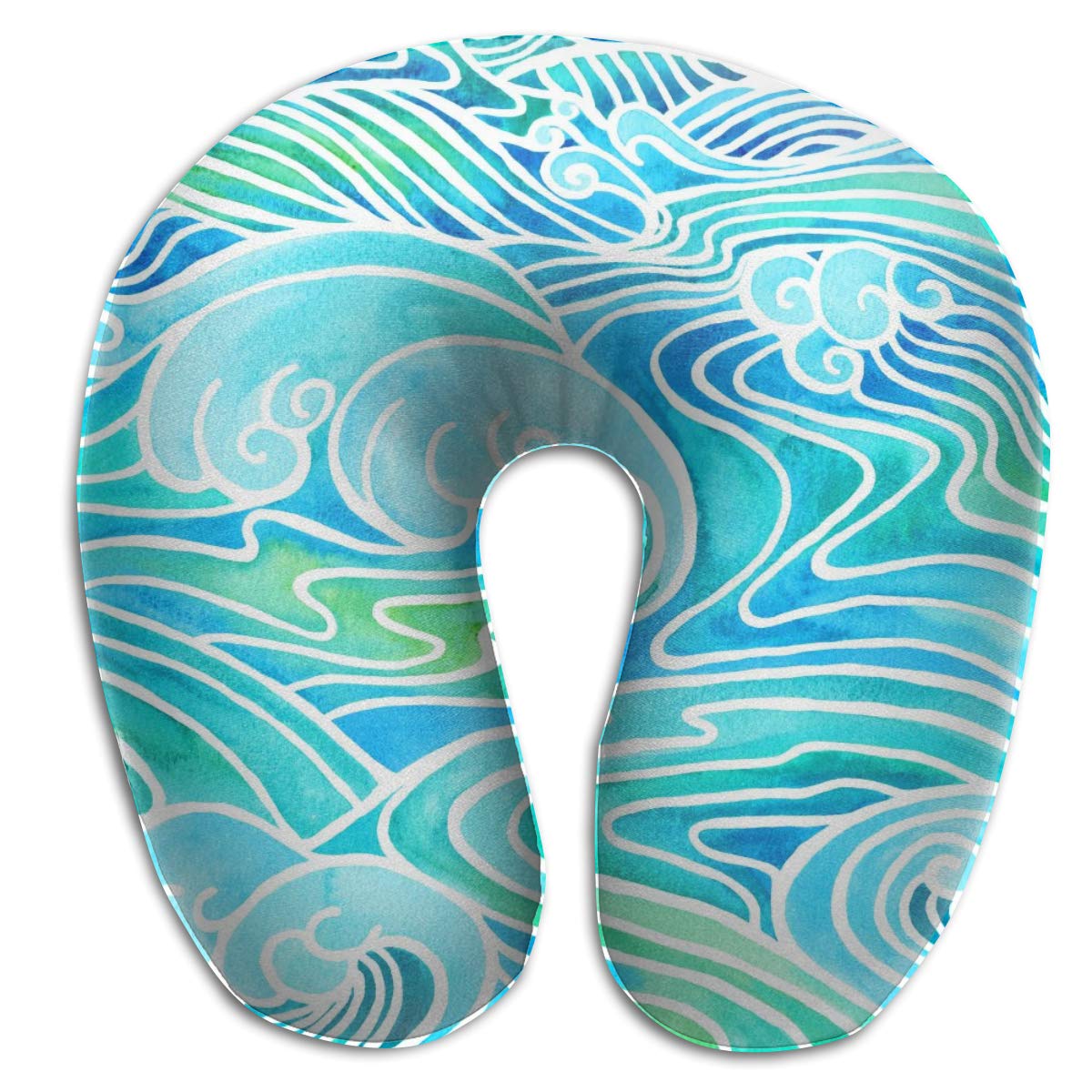 Amazon Com Kiengg Hand Drawn Wave U Shaped Neck Pillow Case