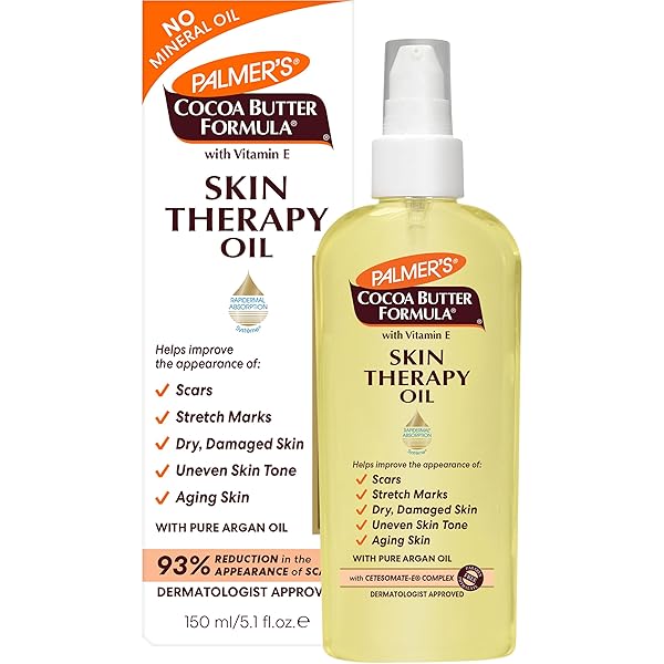 PALMER’S COCOA BUTTER FORMULA SKIN THERAPY MOISTURIZING BODY OIL WITH VITAMIN E & PURE ARGAN OIL, DEEP BODY MOISTURIZER FOR DRY, DAMAGED SKIN, 5.1 OUNCES