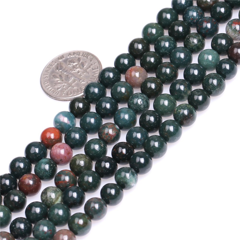 SHGbeads 6mm Dark Green Blood Semi Precious Gemstone Round Loose Beads for Jewellery Making DIY Handmade Craft Supplies 15"