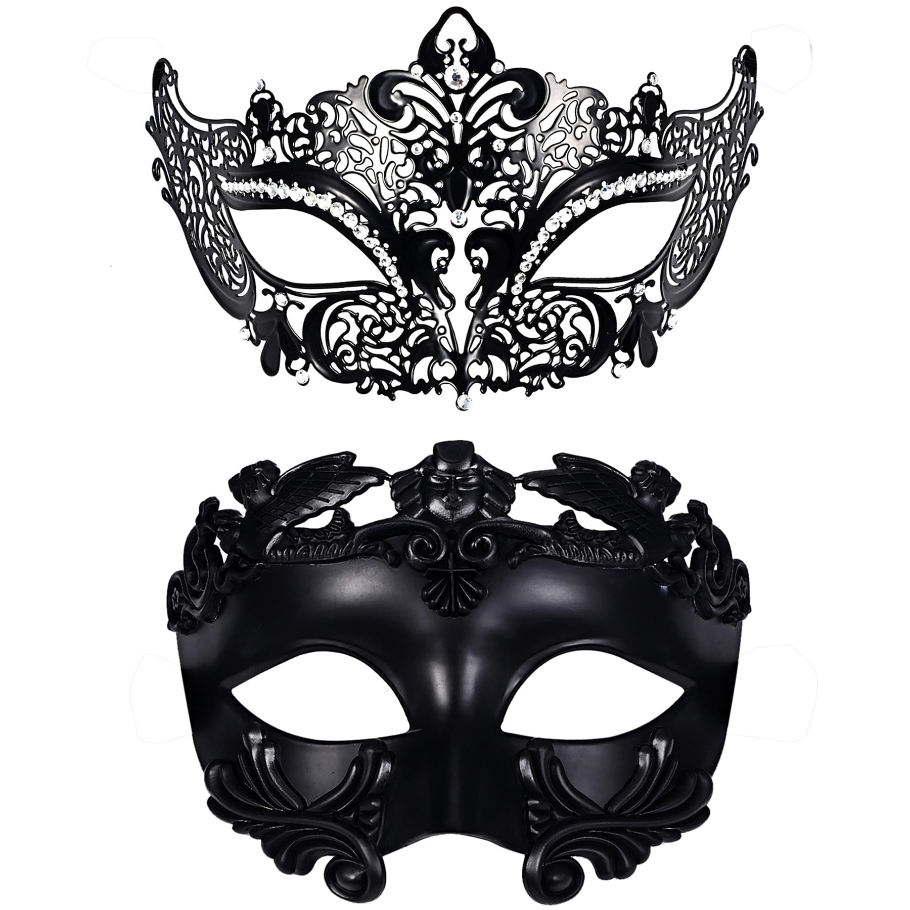 Oidea Masquerade Mask for Couple: Ancient Greek Roman Masks Venetian Half Face Mask for Halloween Mascarade Ball Costume Prom Mardi Gras Halloween Party Black