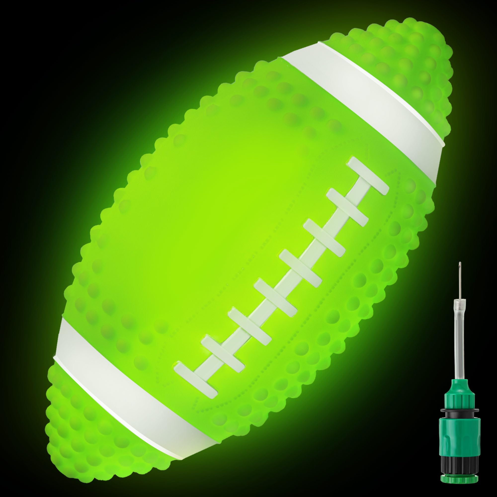 Photo 1 of ElectricWise Glow in The Dark Football, 9.25 Inches Water Football, Light up Beach Waterproof Pool Toys for Kids and Adult, Pool Games Beach Games for Summer(Green)