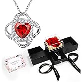 Mealcon Eternal Preserved Red Rose with Necklace Gift Box Romantic Real Flower for Women Ideal for Birthday, Anniversary, Valentine’s Day, Mother’s Day