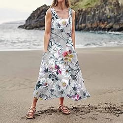 Women's Dresses Floral Print Flowy Sleeveless Long