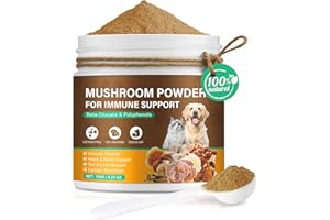 Mushroom Supplement Powder for Dogs & Cats, Organic Mushroom Complex Powder Supports Immune, Heart & Brain, Gut & Liver Healt