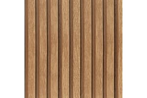 ARTHOME WALL DECOR Arthome 17''x393'' Wood Slat Wallpaper, Peel and Stick Self Adhesive Wood Wallpaper PVC Vinyl Decorative Removable Wallpaper Waterproof Faux Wood Grating Stripe Contact Paper for Living Room Bedroom