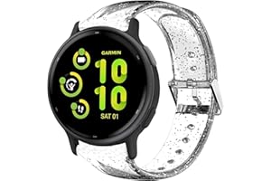 Compatible with Garmin vivoactive 5 Band, Lamshaw 20mm Women, Soft Silicone Glitter Clear Sport Strap Compatible for Garmin vívoactive 5/Approach S12/Approach S40/Approach S42/D2 Air/D2 Air X10/Forerunner 165, 245, 55, 645/Venu/Venu 2 Plus/Venu Sq/Venu Sq 2/Vivoactive 3/Vivomove 3/Vivomove luxe/Vivomove Sport/Vivomove Style/Vivomove Trend