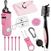 karamagic 11 Pcs Golf Accessories Kit, Include Golf Ball Bag with Hook Tees Towel Cleaner Brush Ball Marker Divot Tool Score Counter