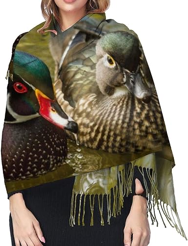 Cute Mandarin Duck Cashmere Scarf Fashion Long Shawl with ...