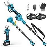 SEESII Pole Electric Pruning Shears: 1.8" Cutting Diameter 2-in-1 Cordless Power Pruner - Brushless Motor, Dual 4.0Ah Batteries, Extra SK5 Blade, 4 Modes Adjustable Branch Cutter for Garden Trimming