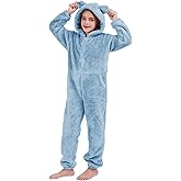 COZYPOIN Girls Fleece Zip Up Jumpsuits Kids Hooded Rompers Fuzzy Onesie Warm Cute Costume Winter Clothes