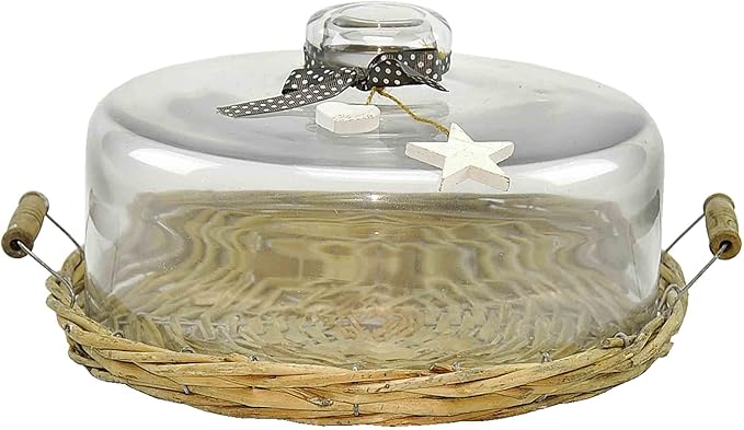 Porta tartas cm.Ø32 mimbre con tapa cristal: Amazon.es: Hogar