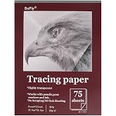 Tracing Paper for Drawing, 9 X 12'' Tracing Paper Pad, 75 Sheets Transparent Vellum Paper for Tracing Pads, 38lb/60gsm Translucent Trace Pad for Pencil Sketching, Image Tracing.